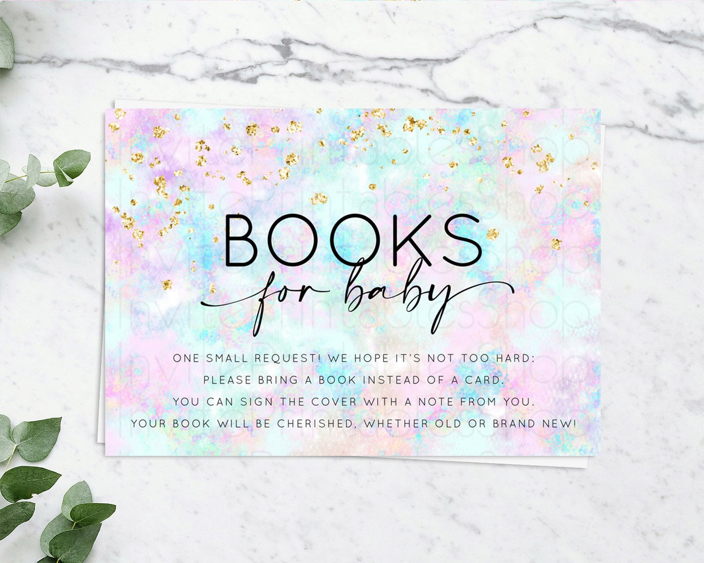 Pastel Books For Baby Card Pastel Rainbow Book Insert Colorful Ombre Watercolor Book Card Confetti Glitter Baby Book Poem Request D10652