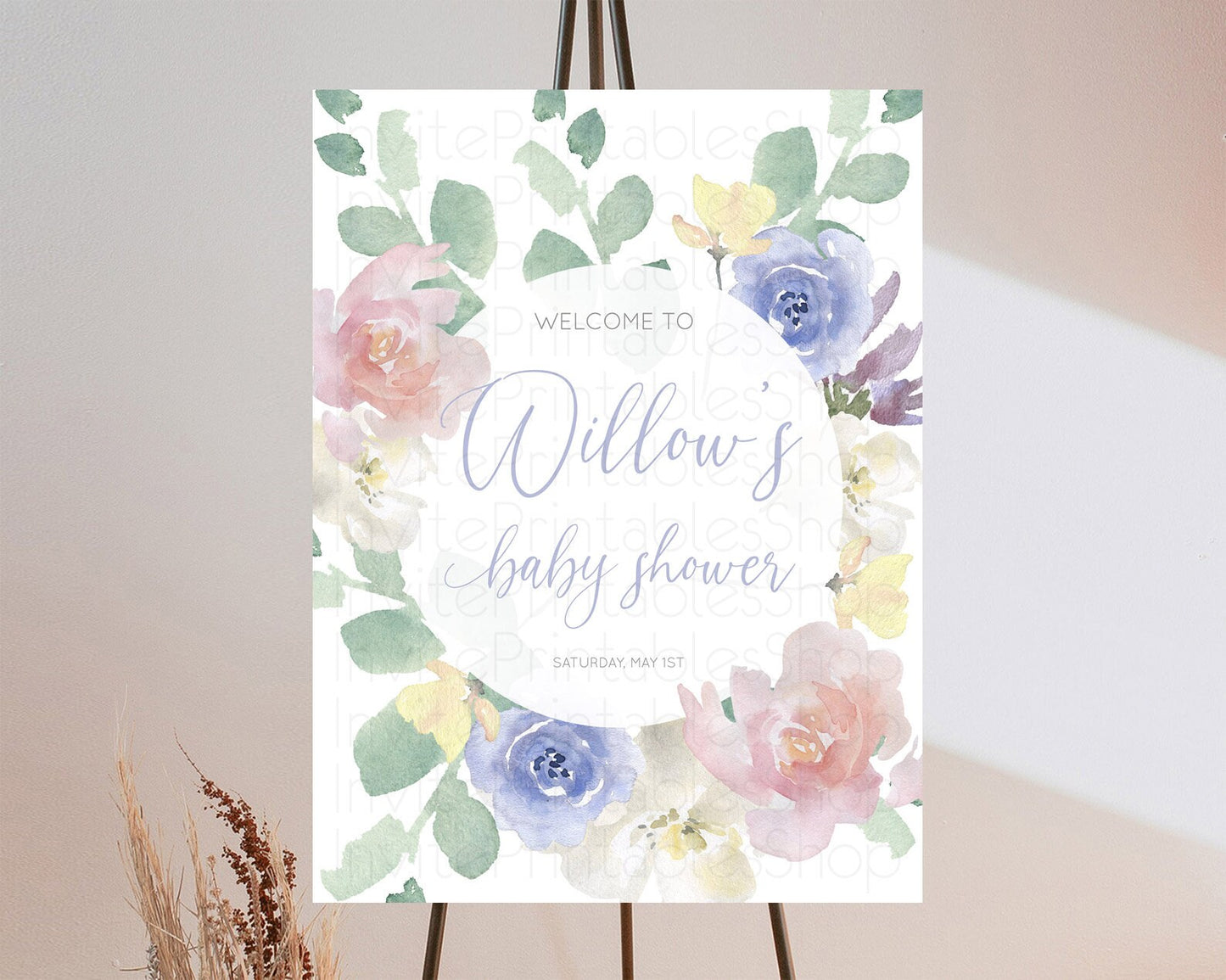 Secret Garden Baby Shower Welcome Sign Wildflower Welcome Board Pastel Flower Garden Welcome Poster Boho Wildflower Welcome Sign D10860