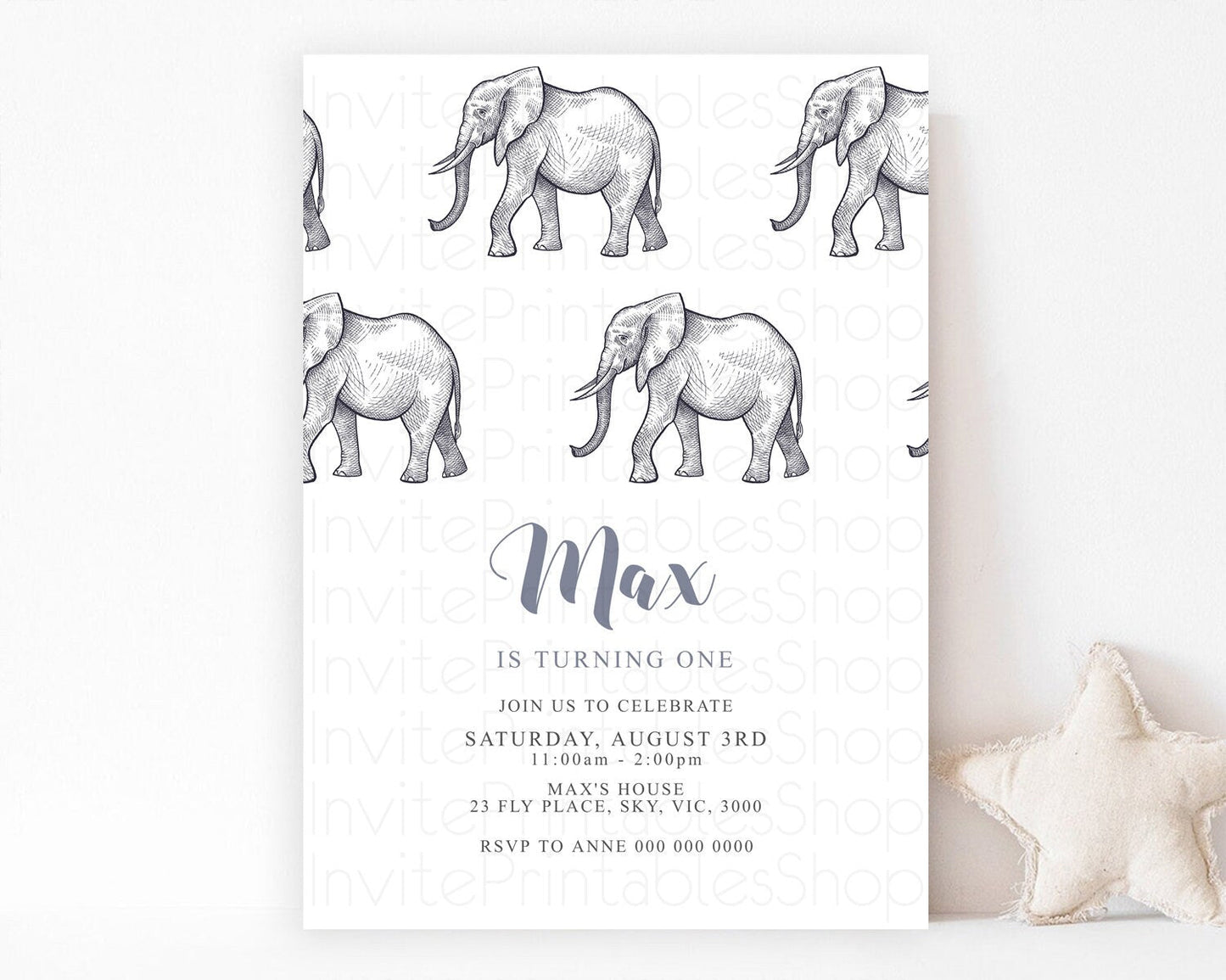 Elephant Birthday Invitation Elephant Invitation Elephant Birthday Safari Elephant Party TWO Wild ONE Jungle Adventure Zoo Birthday D10248