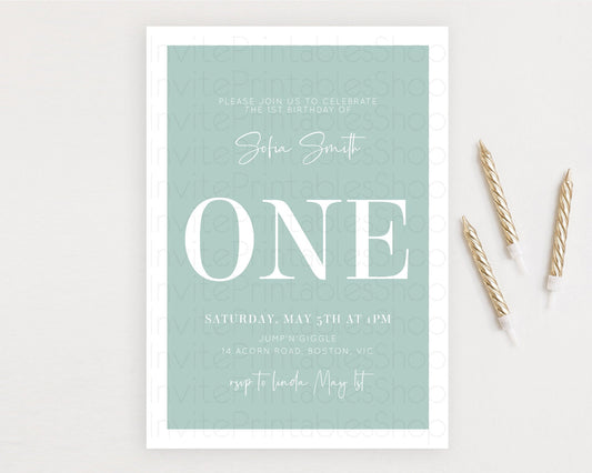 Editable Green Birthday Invitation Plain Green Invitation Minimalist Invitat