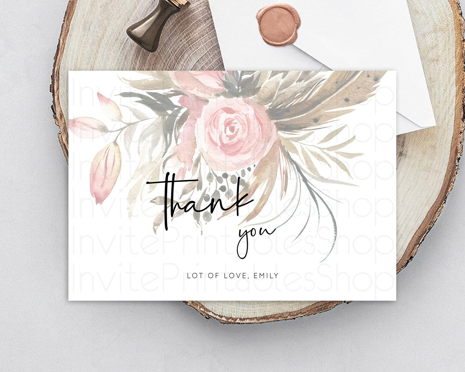 Editable Secret Garden Thank You Wildflower Thank You Card Pastel Flower Gar