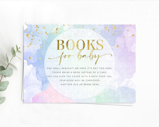 Pastel Books For Baby Card Pastel Rainbow Book Insert Colorful Ombre Watercolor Book Card Confetti Glitter Baby Book Poem Request D10624