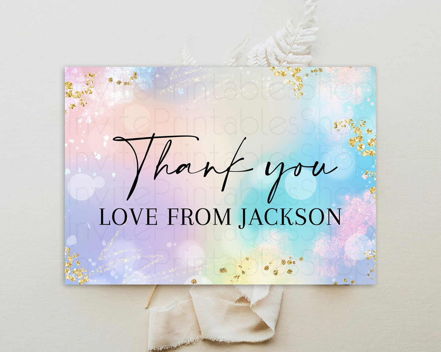 Pastel Thank You Rainbow Thank You Card Colorful Pastel Birthday Thank You Card Confetti Watercolor Pastel Teacher Thank You Cards D10675