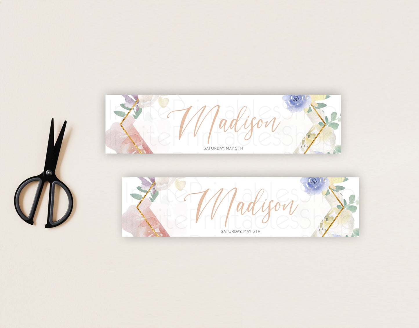 Wildflower Water Label Template Secret Garden Water Label Pastel Floral Garden Party Decor Boho Flowers Birthday Baby Shower Wedding D10254