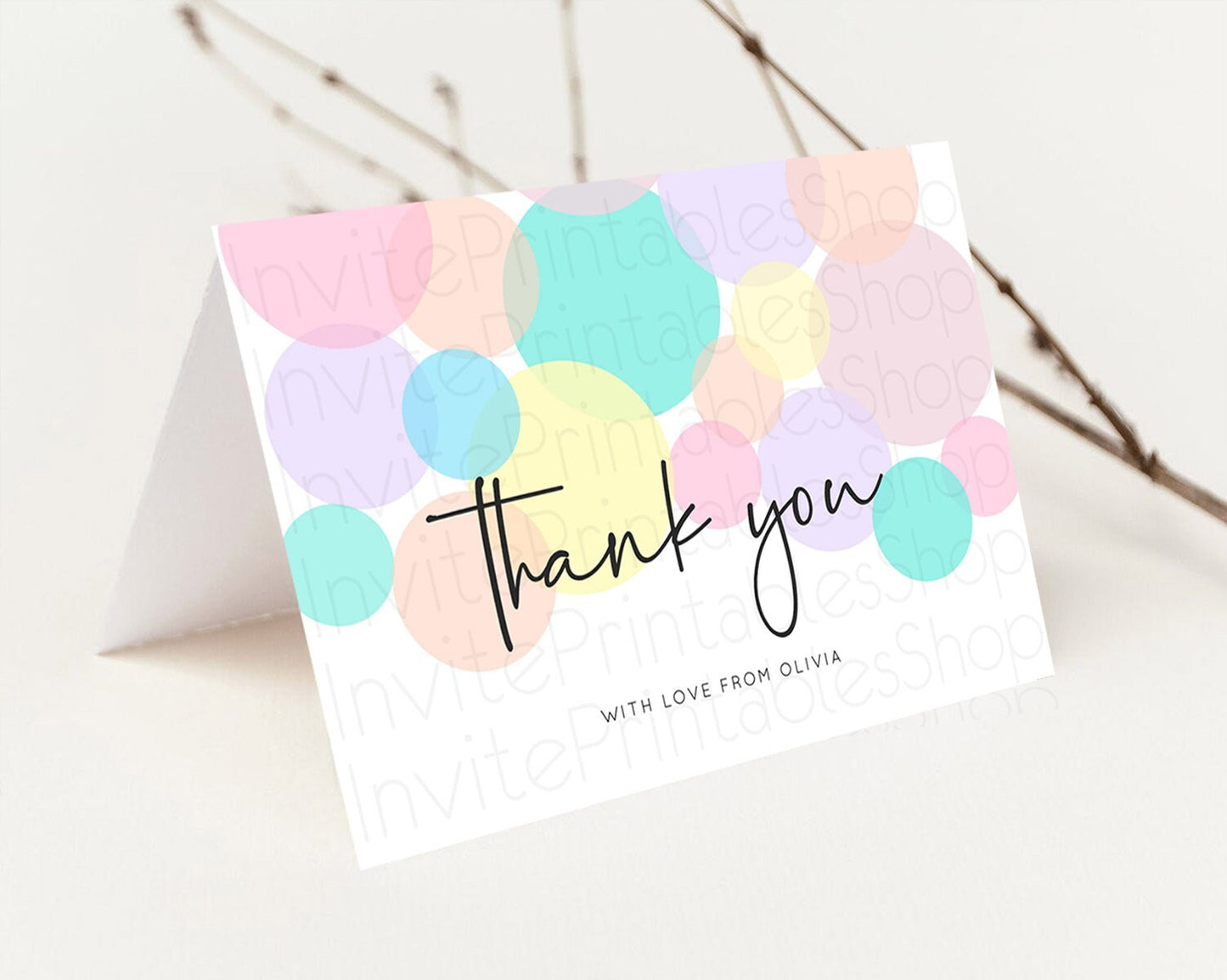 Rainbow Thank You Pastel Thank You Card Pastel Rainbow Birthday Thank You Confetti Colorful Pastel Cards Teacher Thank You Cards D10223