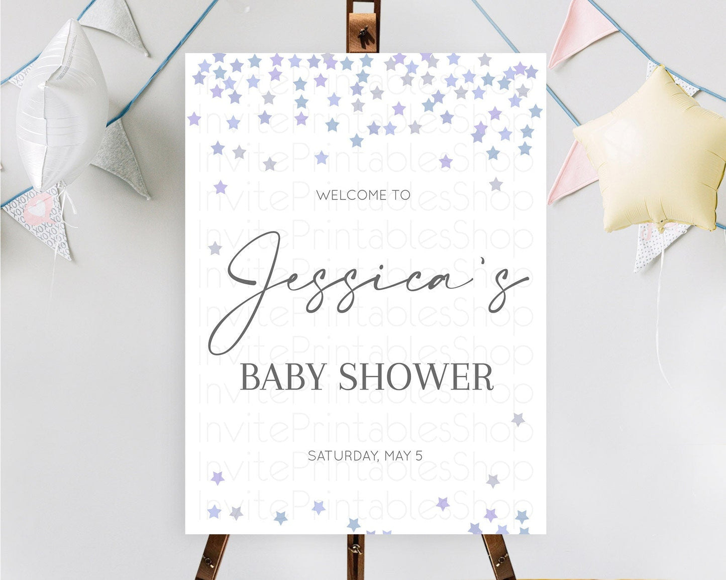 Star Baby Shower Welcome Board Pastel Stars Welcome Sign Shooting Star Rainbow Colorful Confetti Twinkle Little Star Welcome Sign D10341