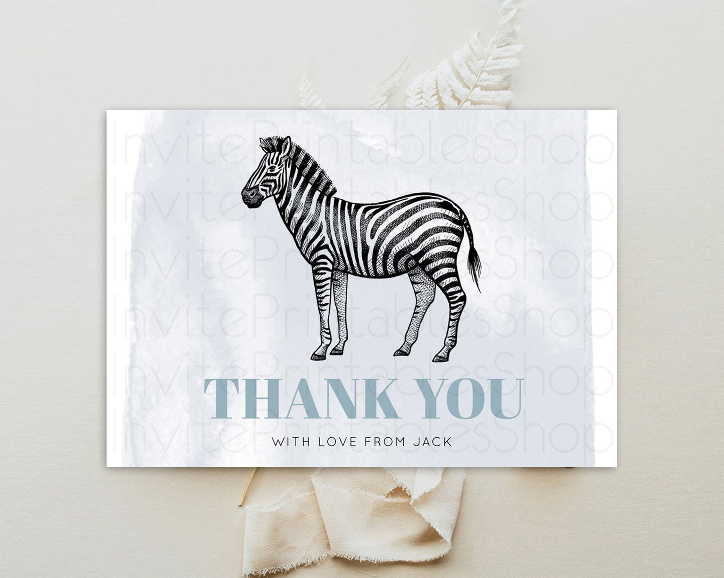 Zebra Thank You Zebra Thank You Card Zebra Birthday Thank You Cards Safari Dried Palm Fern Zebra Teacher Thank You Card Template D10814