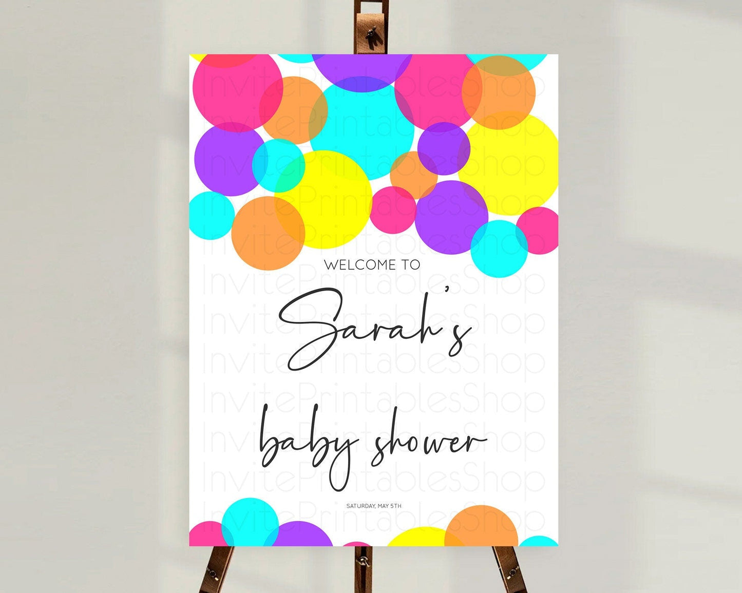 Rainbow Baby Shower Welcome Sign Pastel Welcome Board Pastel Rainbow Confetti Welcome Sign Colorful Bubbles Pastel Welcome Sign D11022