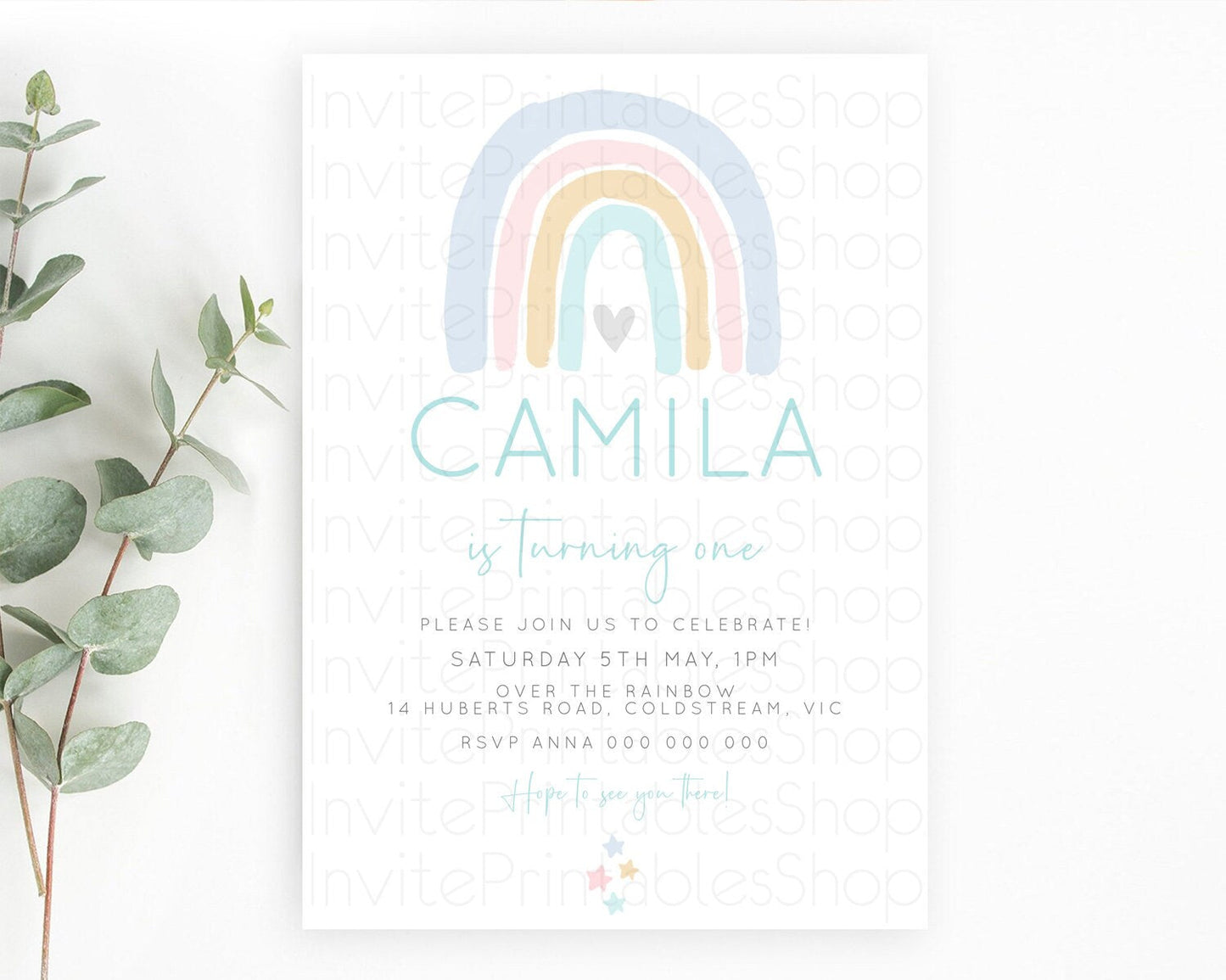 Pastel Rainbow Birthday Invitation Pastel Rainbow Invitation Rainbow Invitation Pastel Invitation Boho Rainbow 1st First Birthday D10214