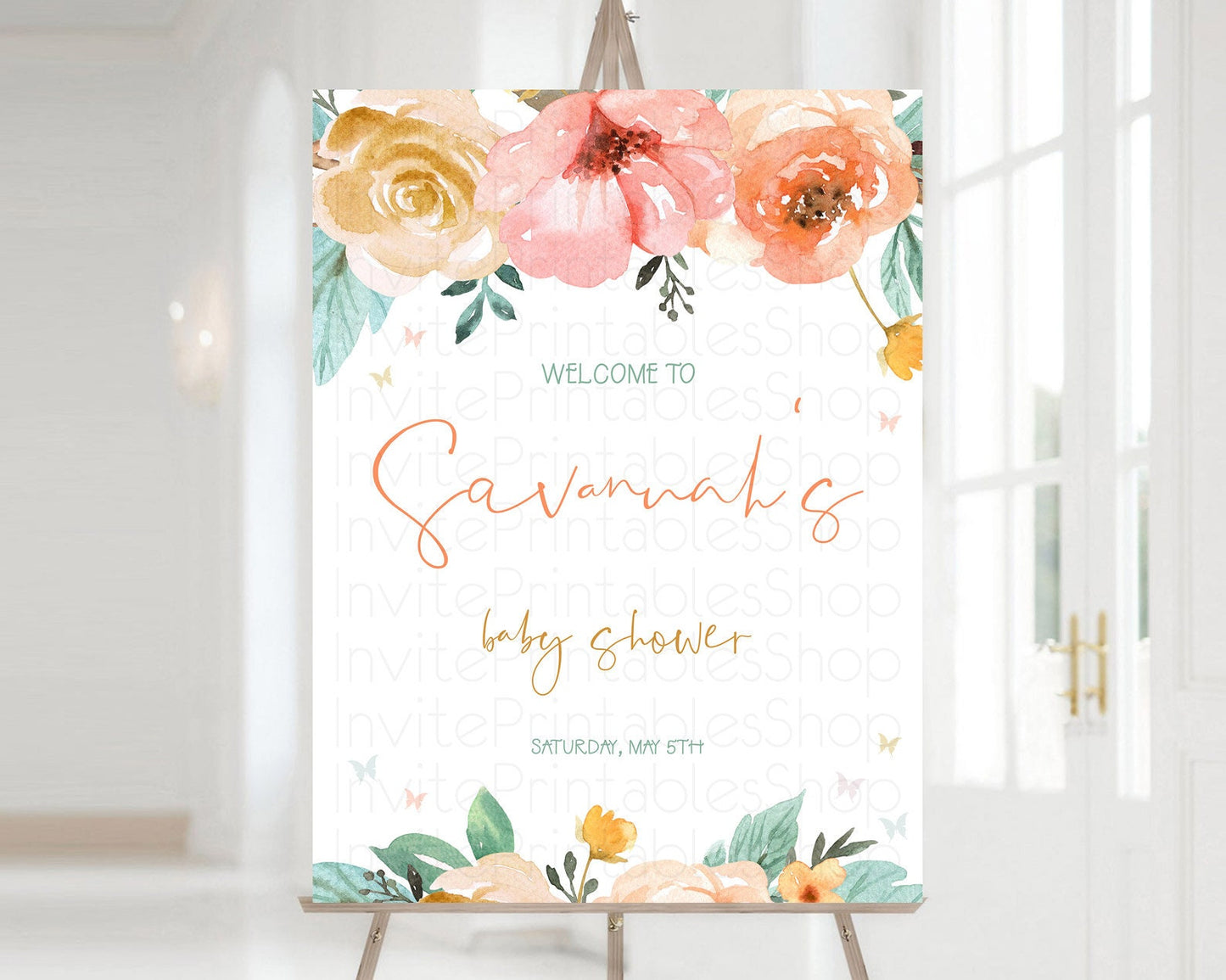 Secret Garden Baby Shower Welcome Sign Wildflower Welcome Board Pastel Flower Garden Welcome Poster Boho Wildflower Welcome Sign D10347