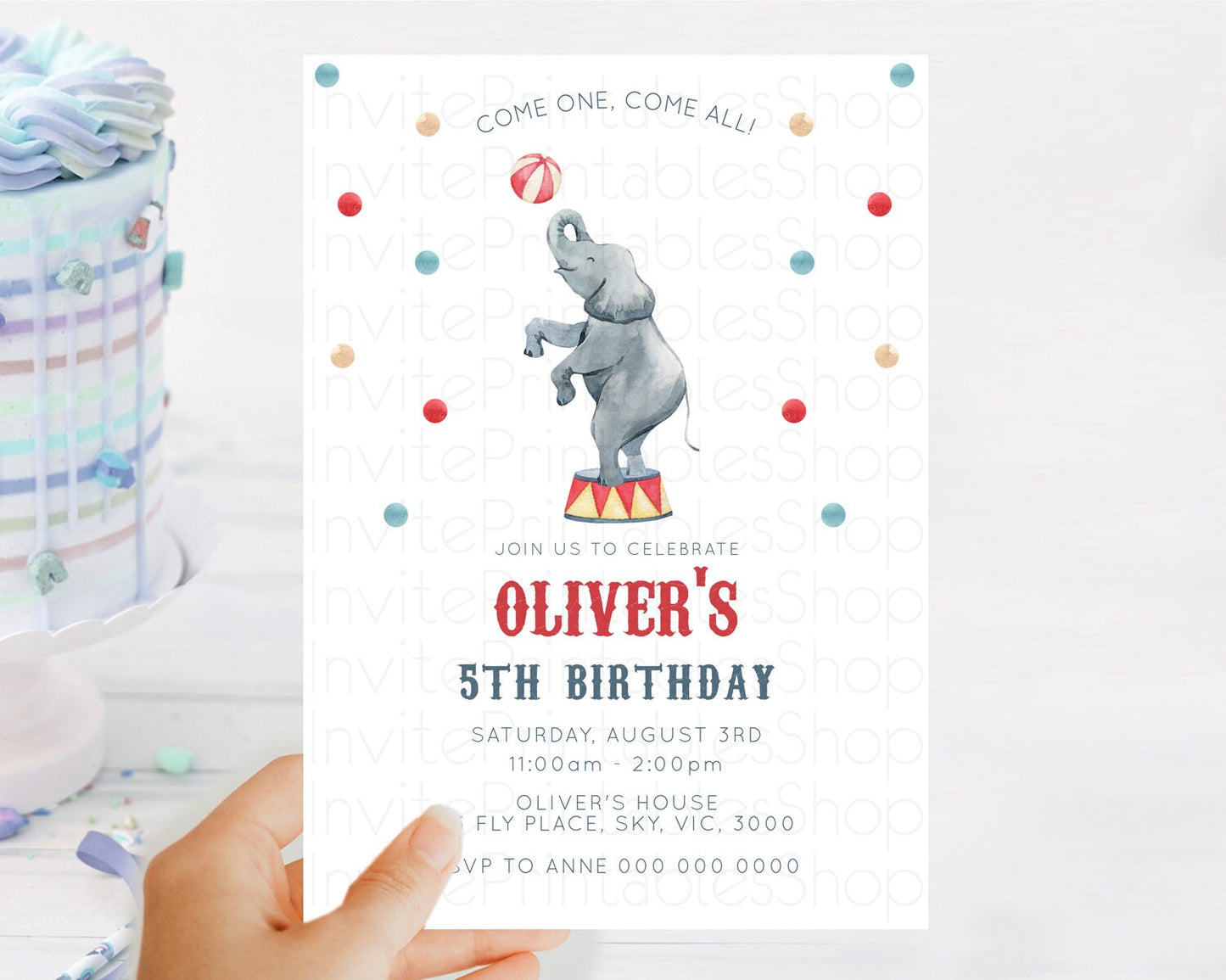 Circus Birthday Invitation Carnival Birthday Invitation Clown Invite Circus Lion Invite Circus Tent Invite Circus Elephant Invite D10461