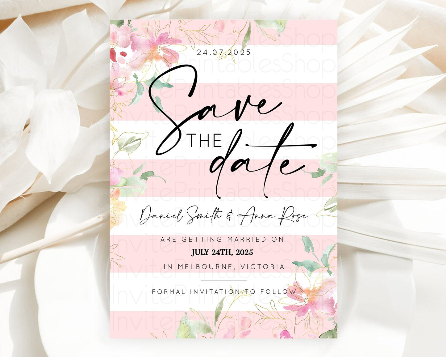 Wildflower Save The Date Template Secret Garden Save The Date Pastel Floral Garden Party Boho Flowers Birthday Baby Shower Wedding D10301