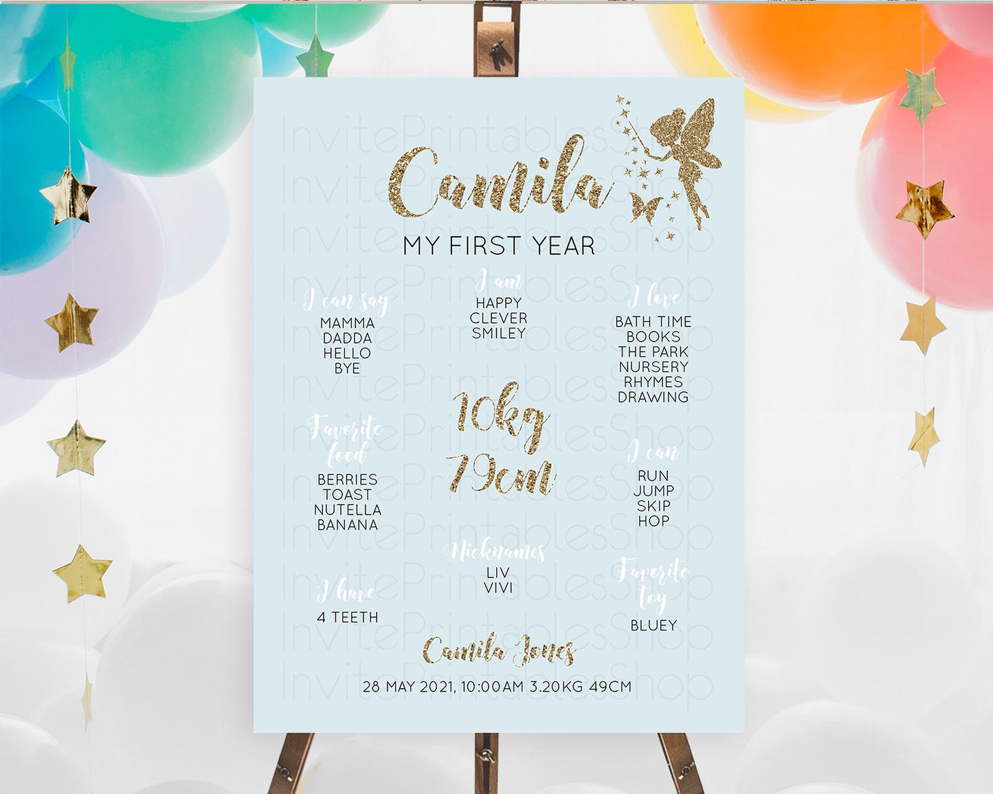 Fairy First Birthday Milestone Poster Fairy Secret Garden Milestone Board Enchanted Garden Pastel Floral Butterfly 1st Birthday Sign D10907