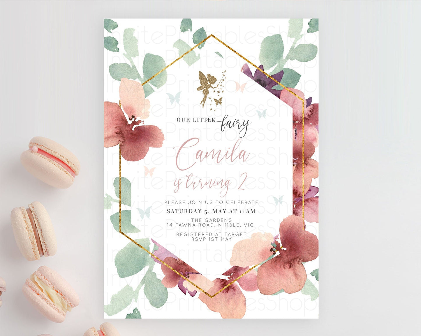 Fairy Birthday Invitation Fairy Invites Fairy Tea Party Fairy Garden Birthday Secret Garden Enchanted Garden Pastel Floral Butterfly D10460