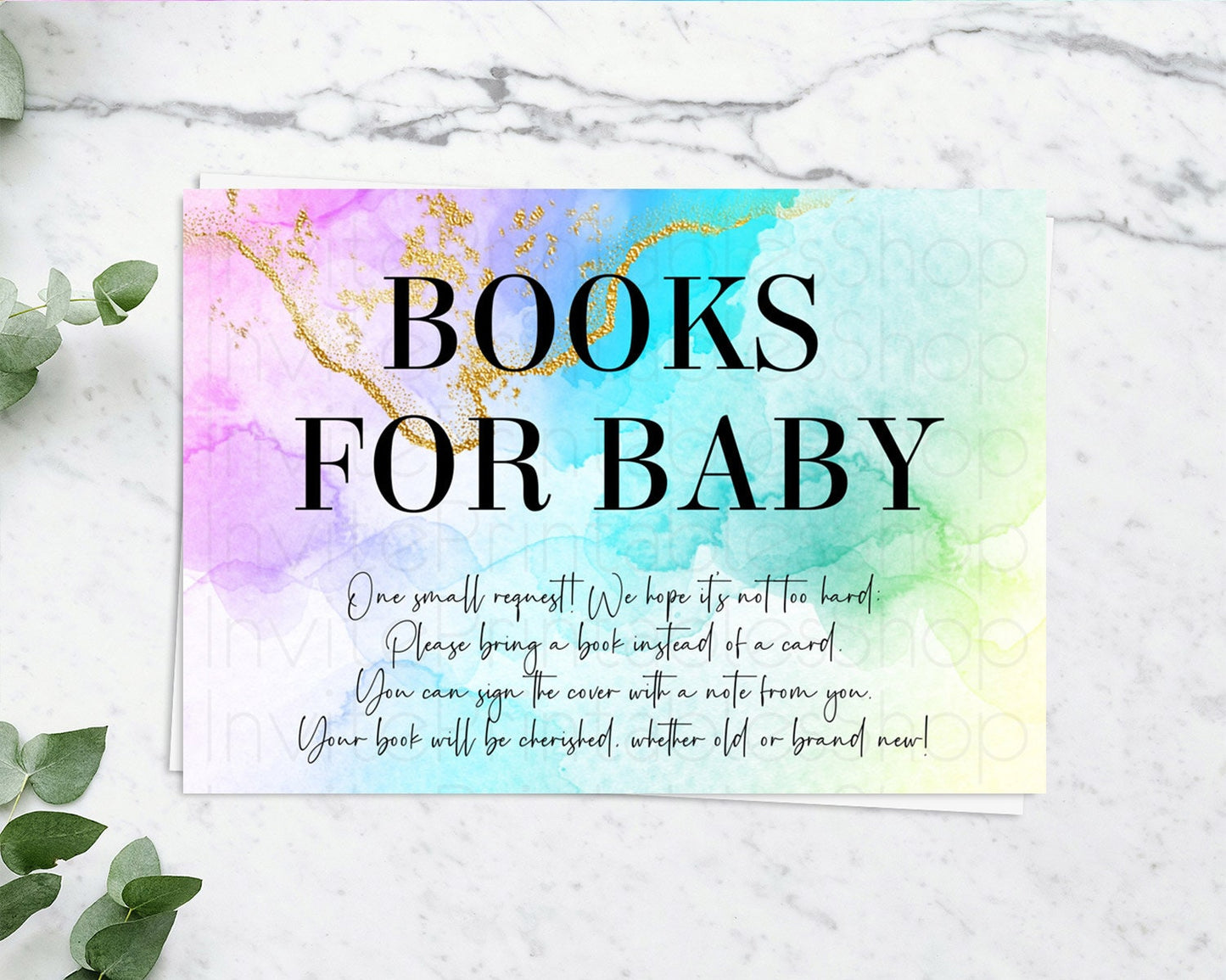 Pastel Books For Baby Card Pastel Rainbow Book Insert Colorful Ombre Watercolor Book Card Confetti Glitter Baby Book Poem Request D10393