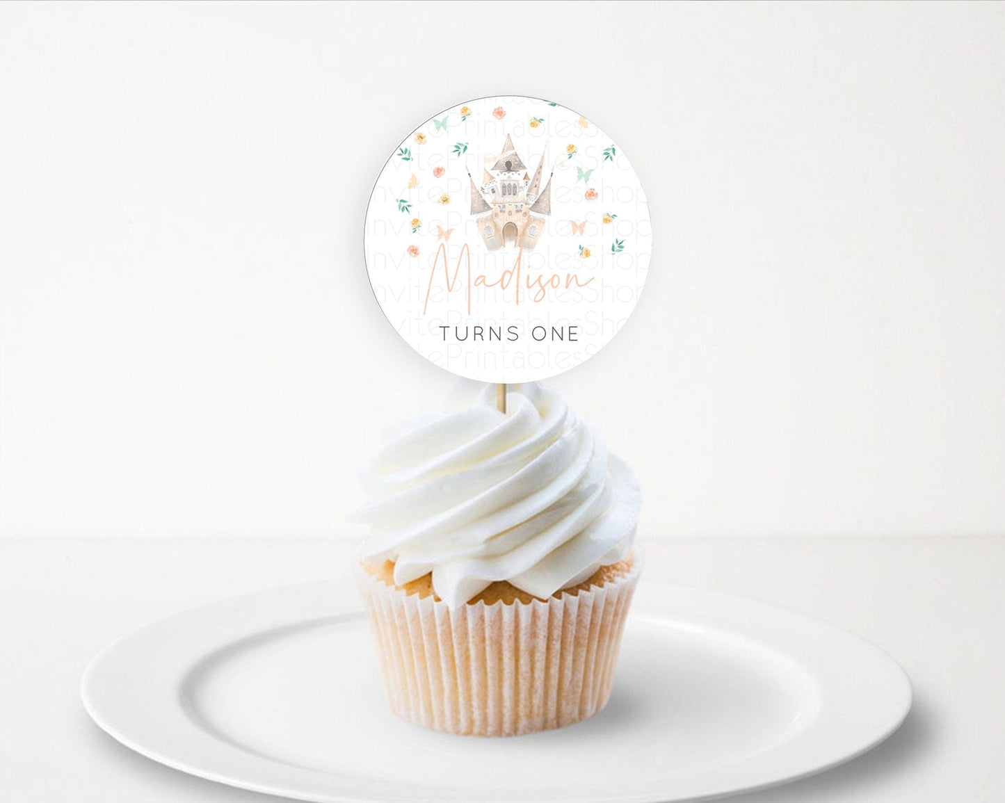 Princess Cupcake Toppers Castle Cupcake Toppers Royal Princess Decor Fairy Tale Enchanted Castle Pastel Floral Garden Table Number D10363