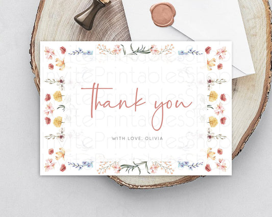 Editable Secret Garden Thank You Wildflower Thank You Card Pastel Flower Gar