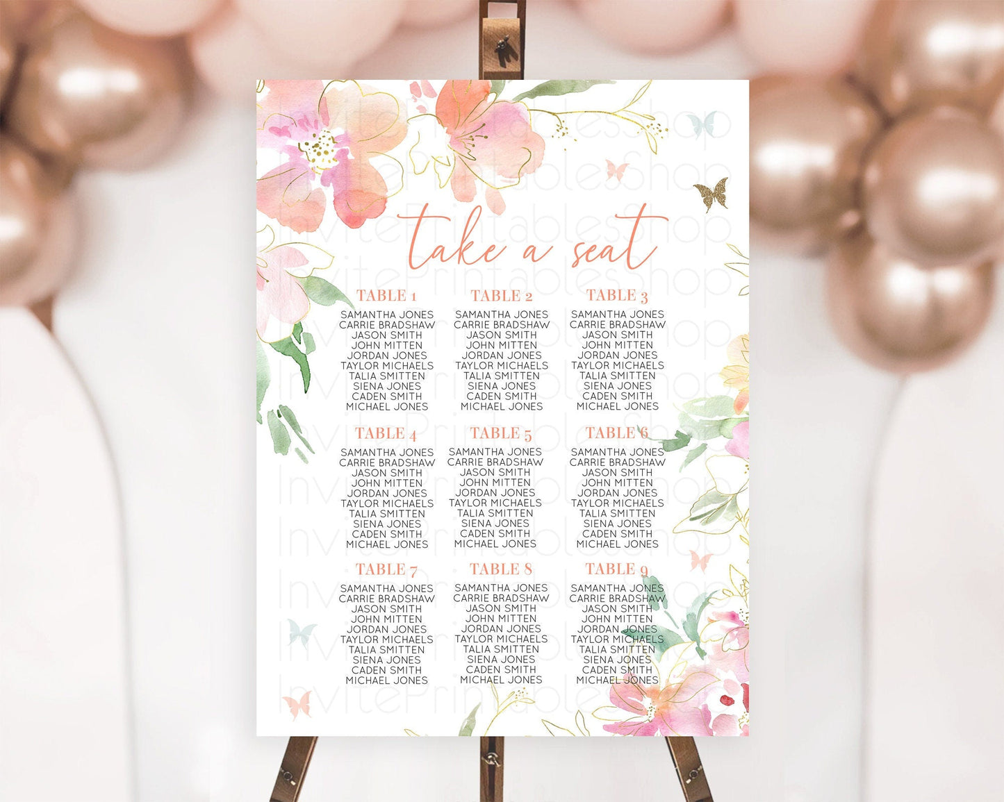 Secret Garden Seating Chart Wildflower Seating Chart Pastel Flowers Seating Chart Enchanted Garden Boho Floral Take A Seat Decor D11071