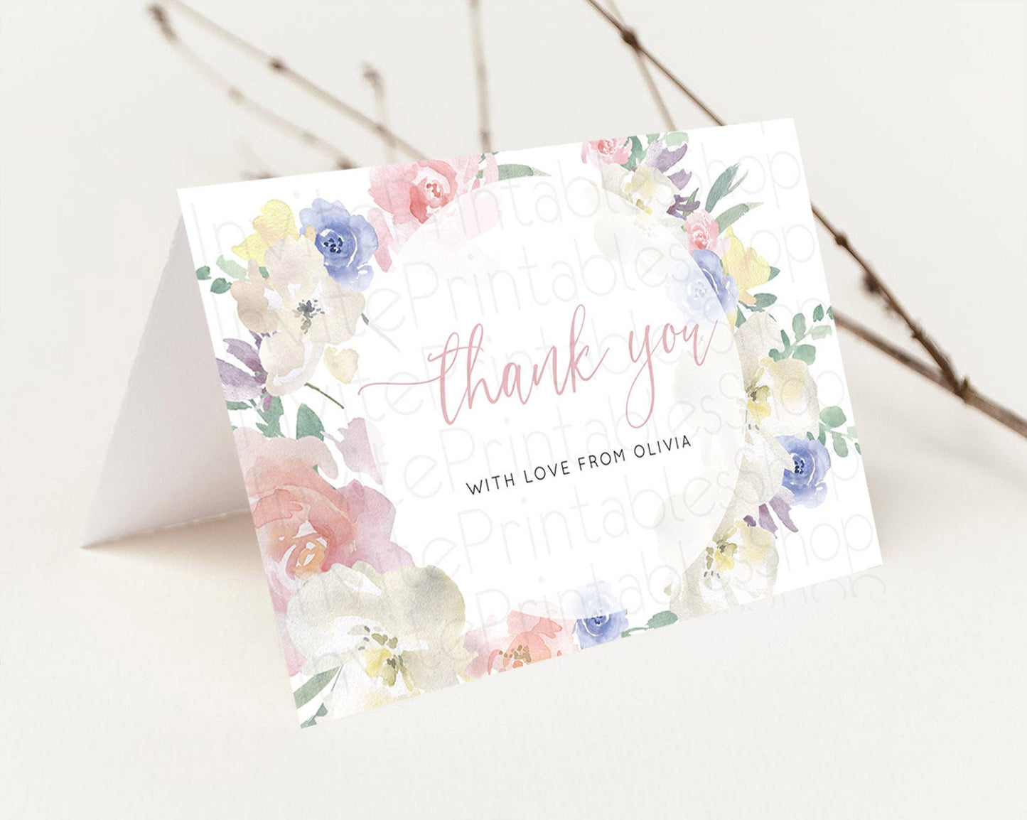 Secret Garden Thank You Wildflower Thank You Card Pastel Flower Garden Birthday Thank You Card Boho Floral Teacher Thank You Card D10841