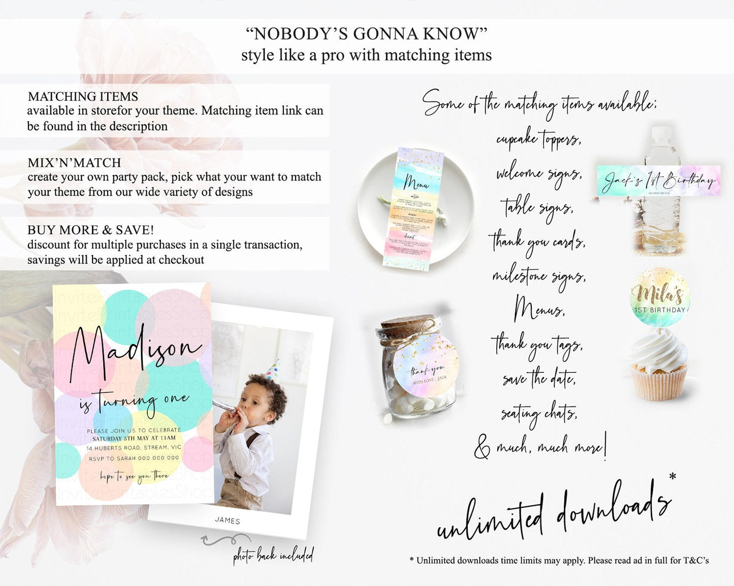 Pastel Birthday Invitation Pastel Confetti Birthday Invitation Bubbles Invitation Colorful Rainbow Confetti 2nd 1st First Birthday D10223