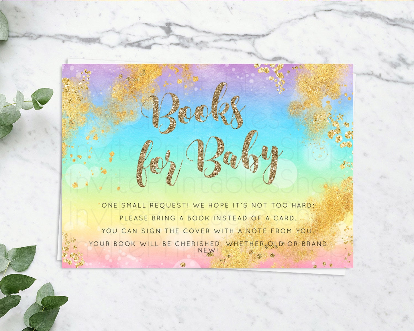 Pastel Books For Baby Card Pastel Rainbow Book Insert Colorful Ombre Watercolor Book Card Confetti Glitter Baby Book Poem Request D10561