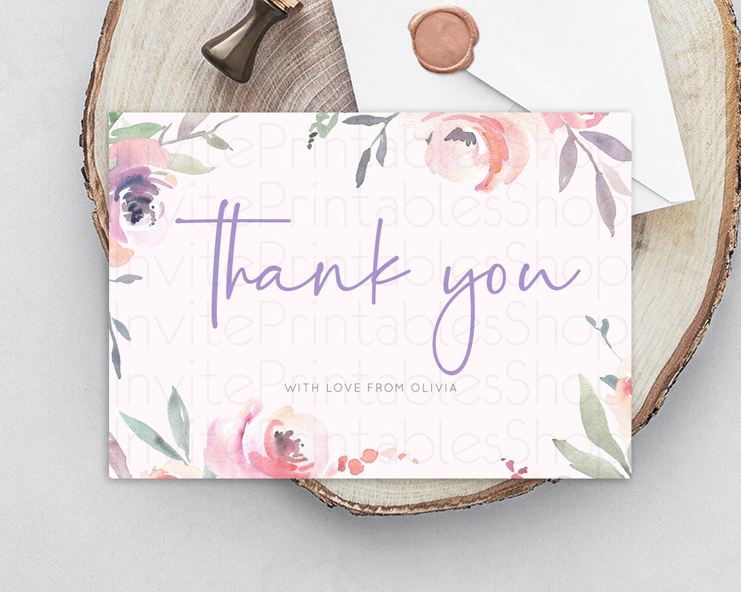 Secret Garden Thank You Wildflower Thank You Card Pastel Flower Garden Birthday Thank You Card Boho Floral Teacher Thank You Card D10198