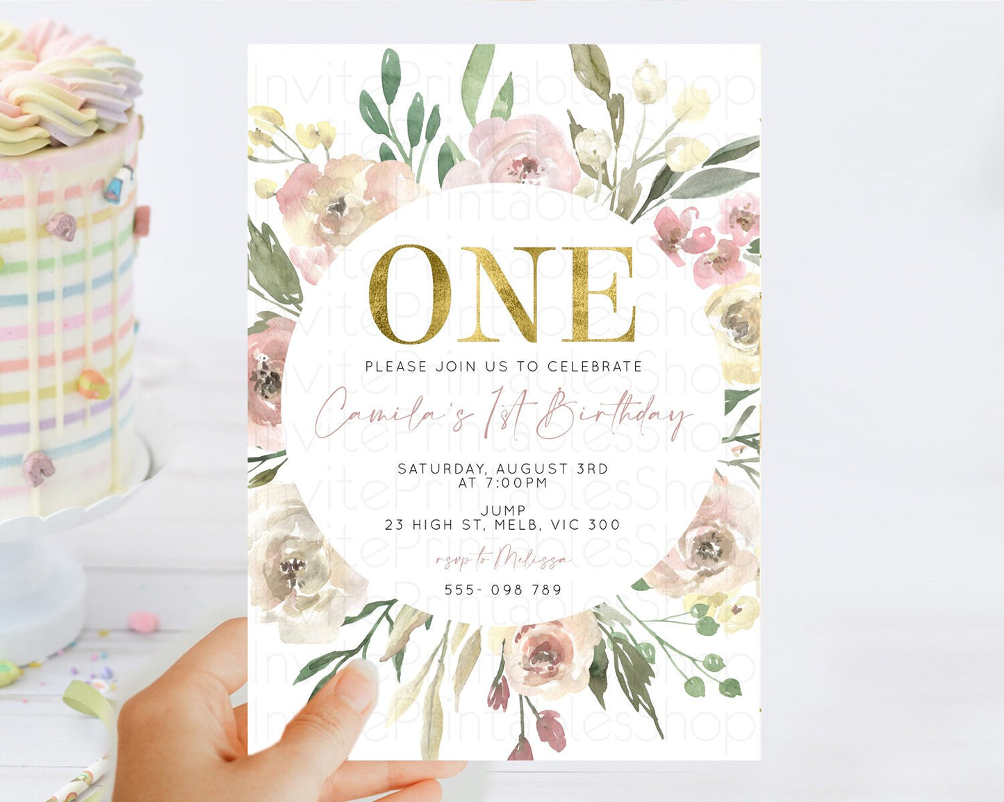 Secret Garden Invitation Wildflower Birthday Invitation Pastel Flowers Invite Enchanted Garden Boho Floral 3rd 2nd First Birthday D10202