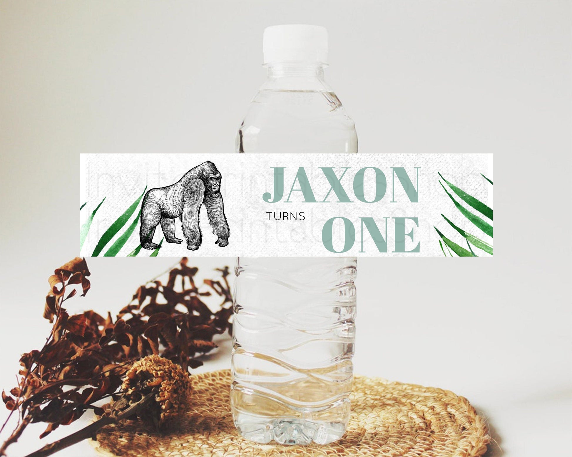 Editable Gorilla Water Label Template Gorilla Party Decor Water Label Safari