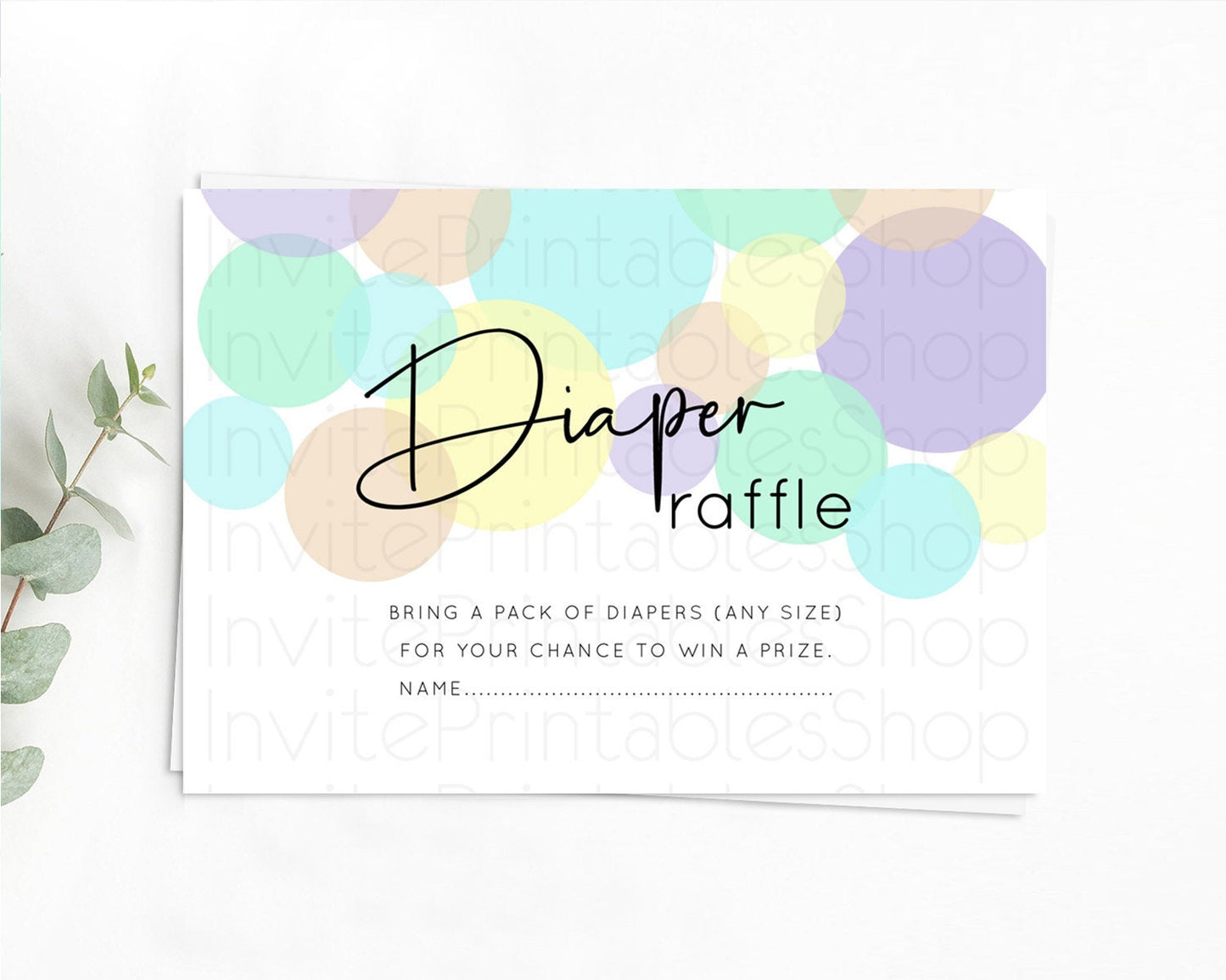 Rainbow Diaper Raffle Card Pastel Sprinkles Diaper Raffle Insert Rainbow Confetti Diaper Ticket Colorful Bubbles Pastel Raffle Game D10412