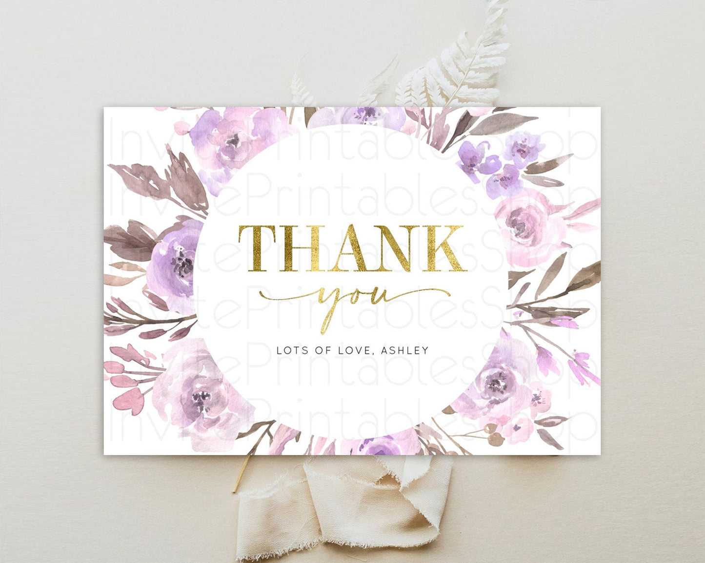 Secret Garden Thank You Wildflower Thank You Card Pastel Flower Garden Birthday Thank You Card Boho Floral Teacher Thank You Card D10201