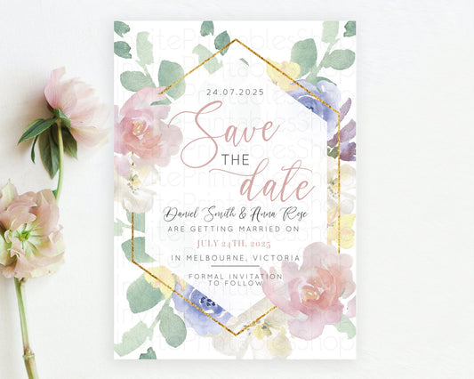 Wildflower Save The Date Template Secret Garden Save The Date Pastel Floral Garden Party Boho Flowers Birthday Baby Shower Wedding D10254