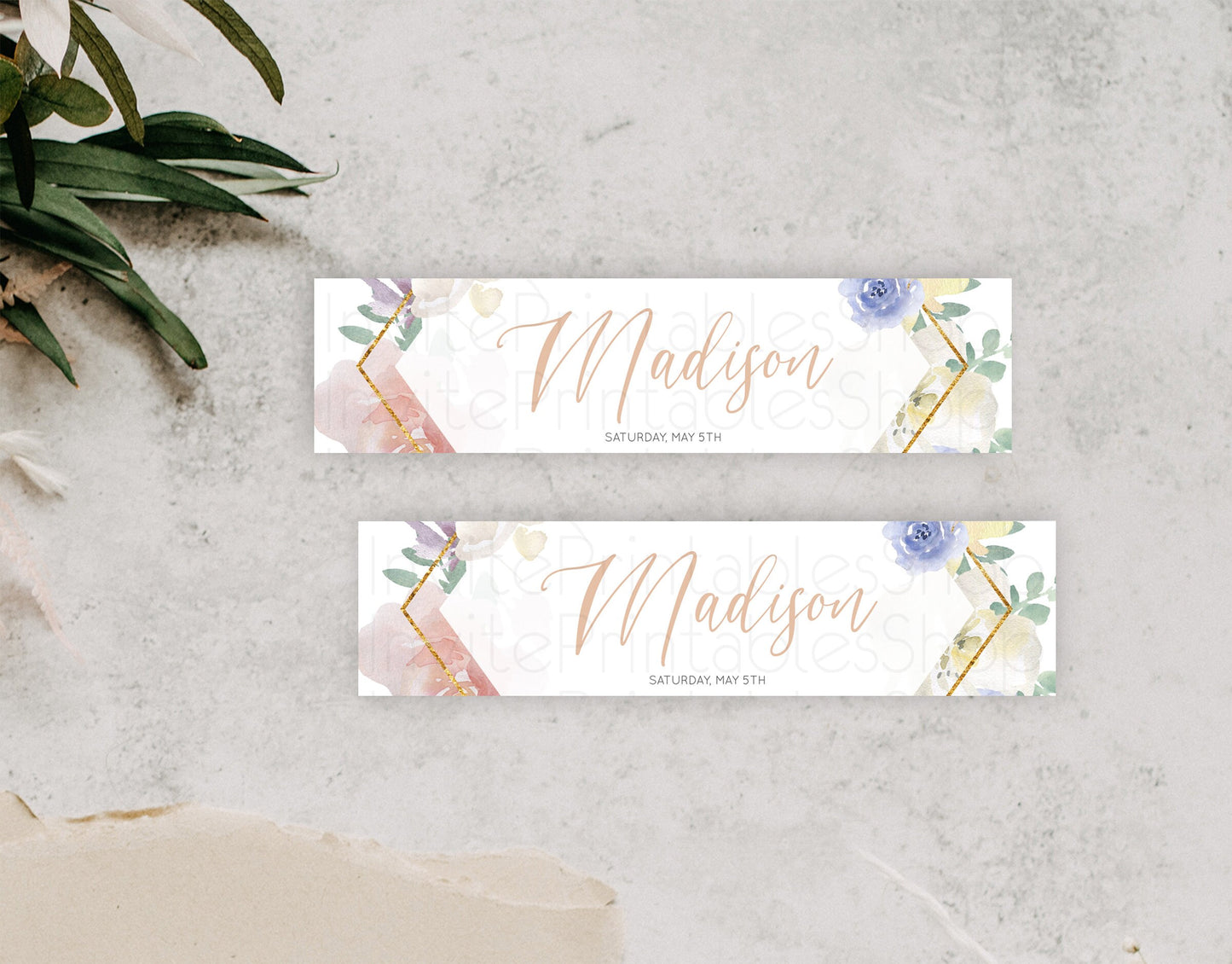 Wildflower Water Label Template Secret Garden Water Label Pastel Floral Garden Party Decor Boho Flowers Birthday Baby Shower Wedding D10254