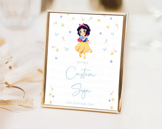 Editable Princess Party Table Sign Decor Secret Garden Enchanted Castle Past