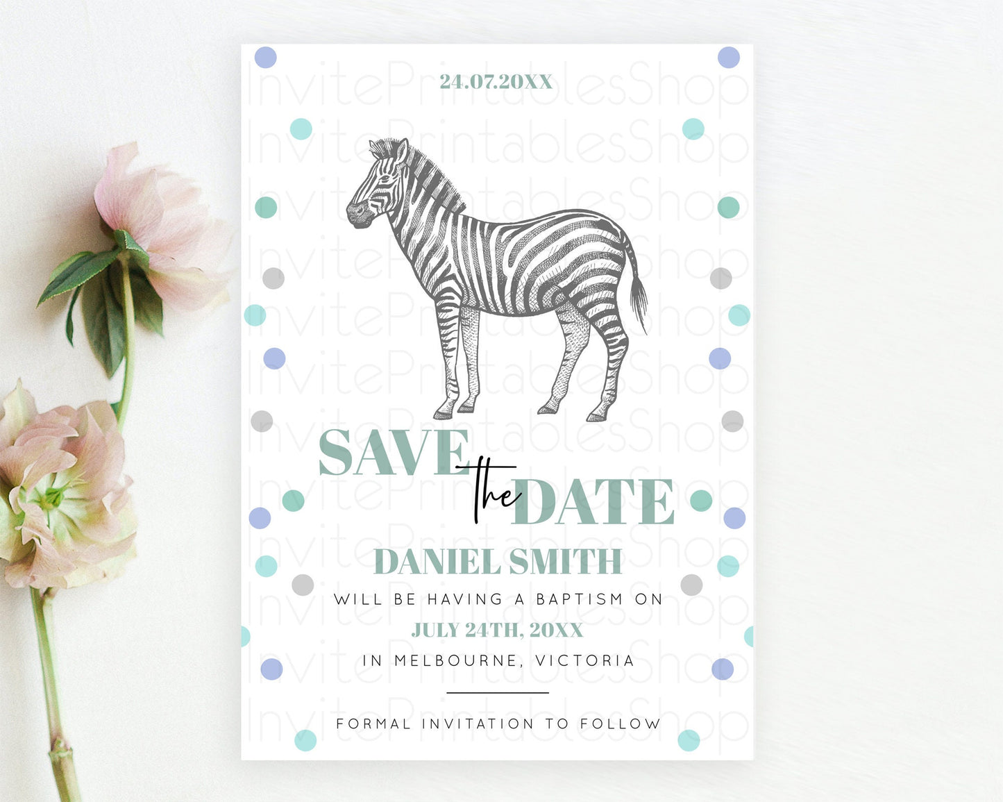 Zebra Save The Date Template Zebra Party Save The Date Safari Adventure Zebra Minimal Theme For 1st Birthday Baptism Baby Shower D10856