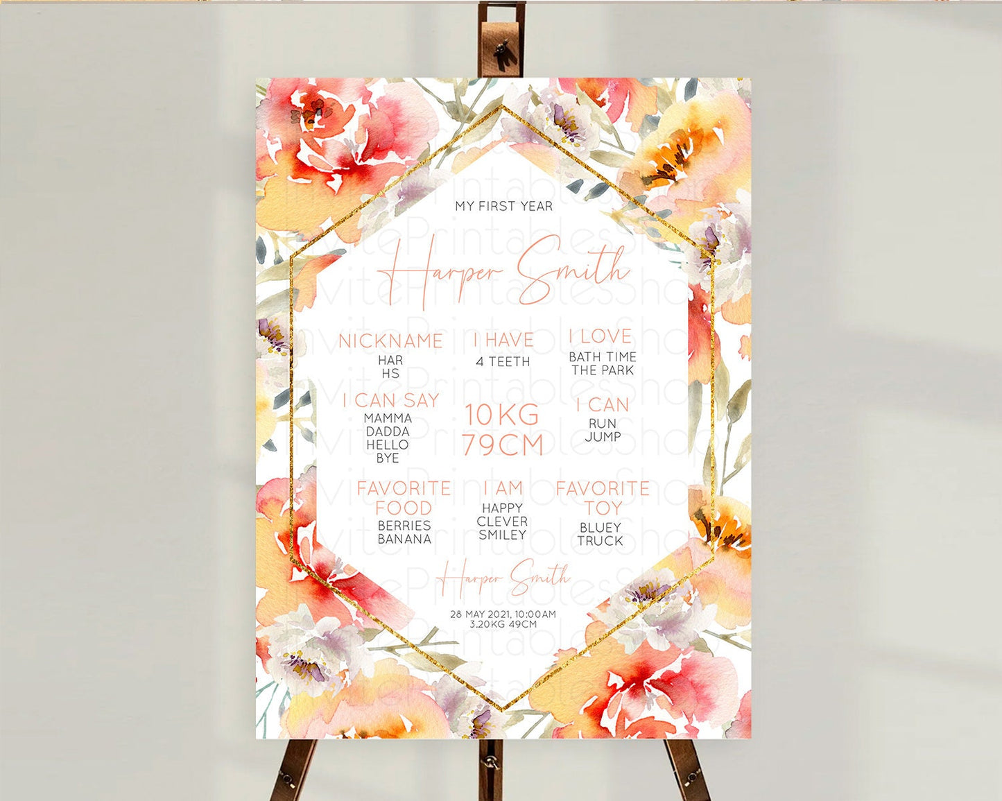 Secret Garden Milestone Board Wildflower First Birthday Milestone Poster Pastel Flowers Milestone Boho Wildflower 1st Birthday Sign D10791