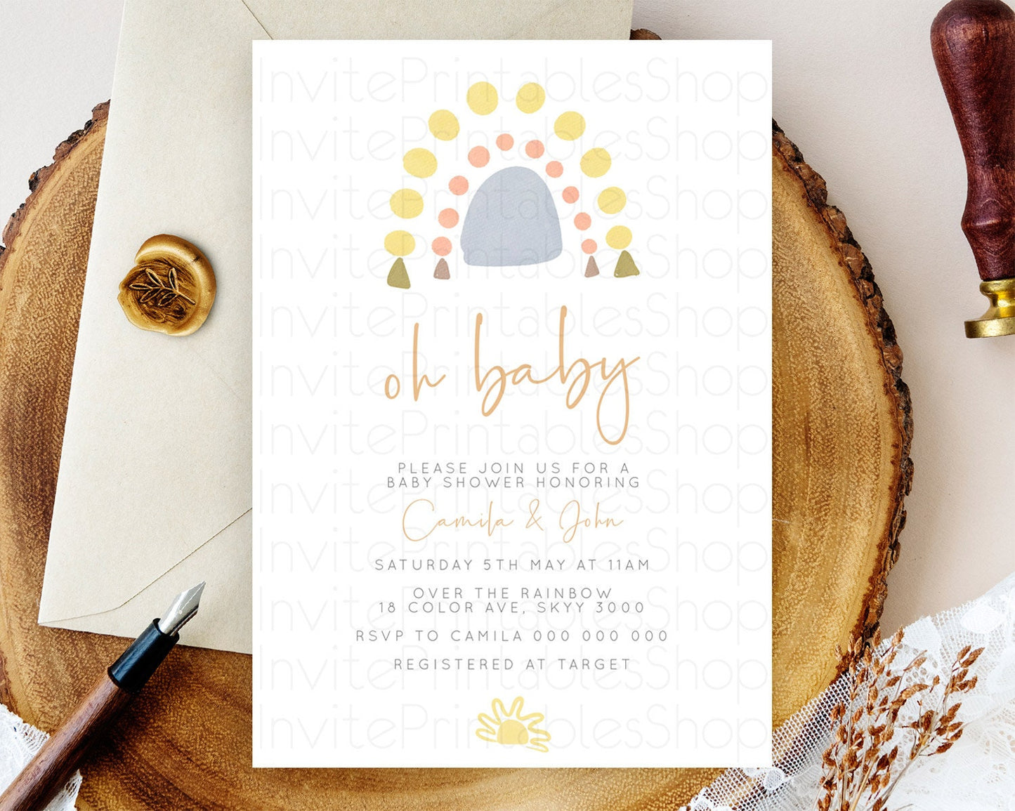 Editable Pastel Rainbow Baby Shower Invitation Pastel Rainbow Invitation Rai