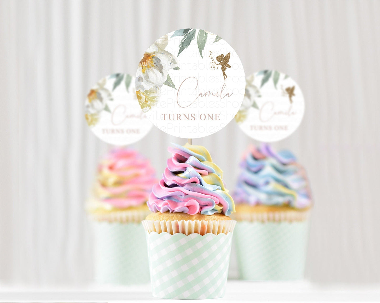 Fairy Cupcake Toppers Pastel Fairy Cupcake Toppers Fairy Floral Garden Cupcake Topper Enchanted Garden Floral Butterfly Party Decor D10800