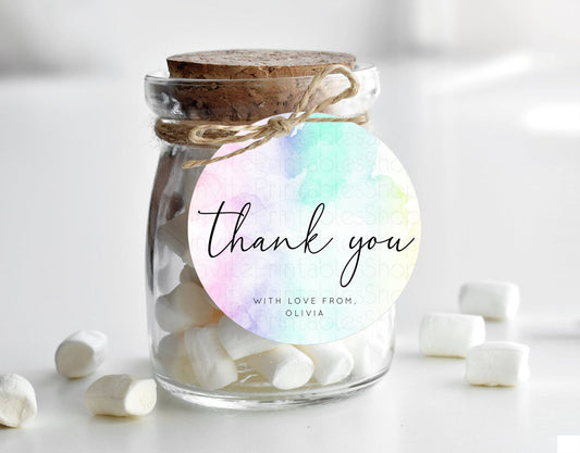 Editable Pastel Thank You Tags Rainbow Thank You Gift Tags Colorful Pastel F