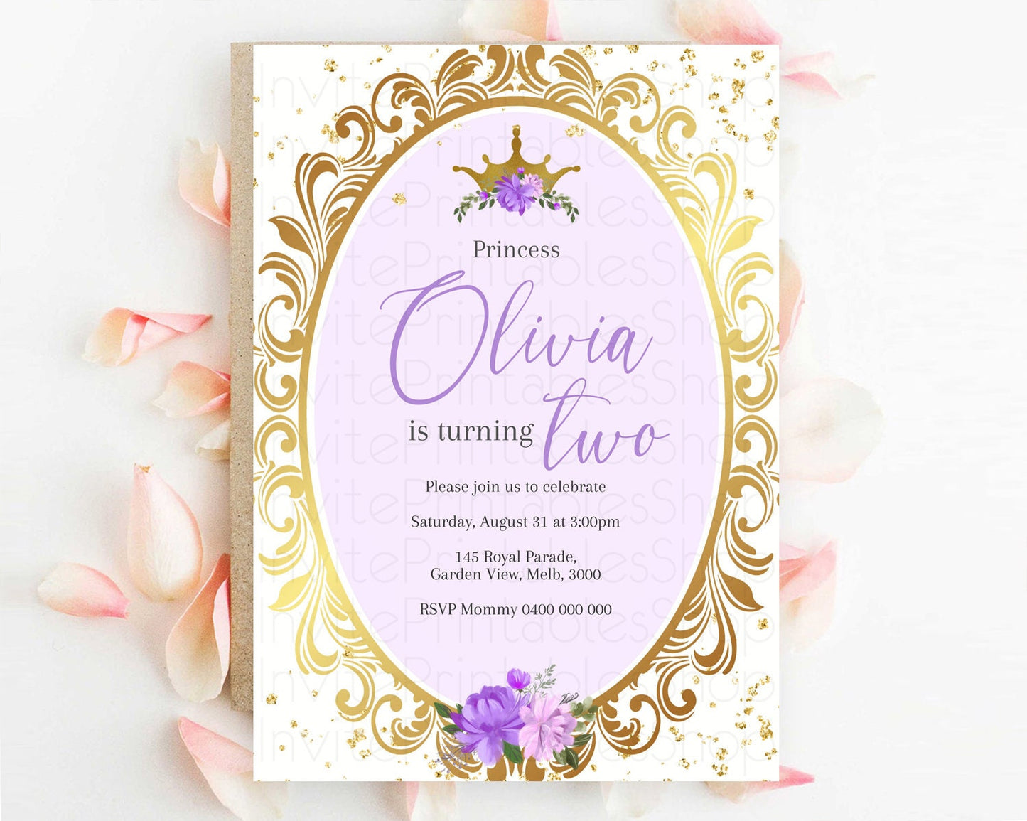 Princess Birthday Invitation Castle Invitation Royal Birthday Fairy Tale Enchanted Mirror Pastel Floral Garden 1st First Birthday D10749