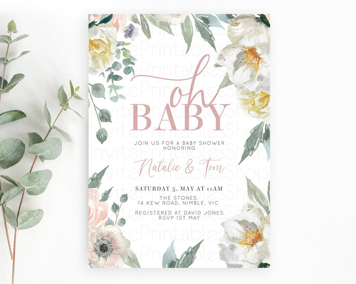 Wildflower Baby Shower Invitation Secret Garden Baby Shower Invitation Pastel Flowers Invite Enchanted Garden Shower Floral Theme D10121