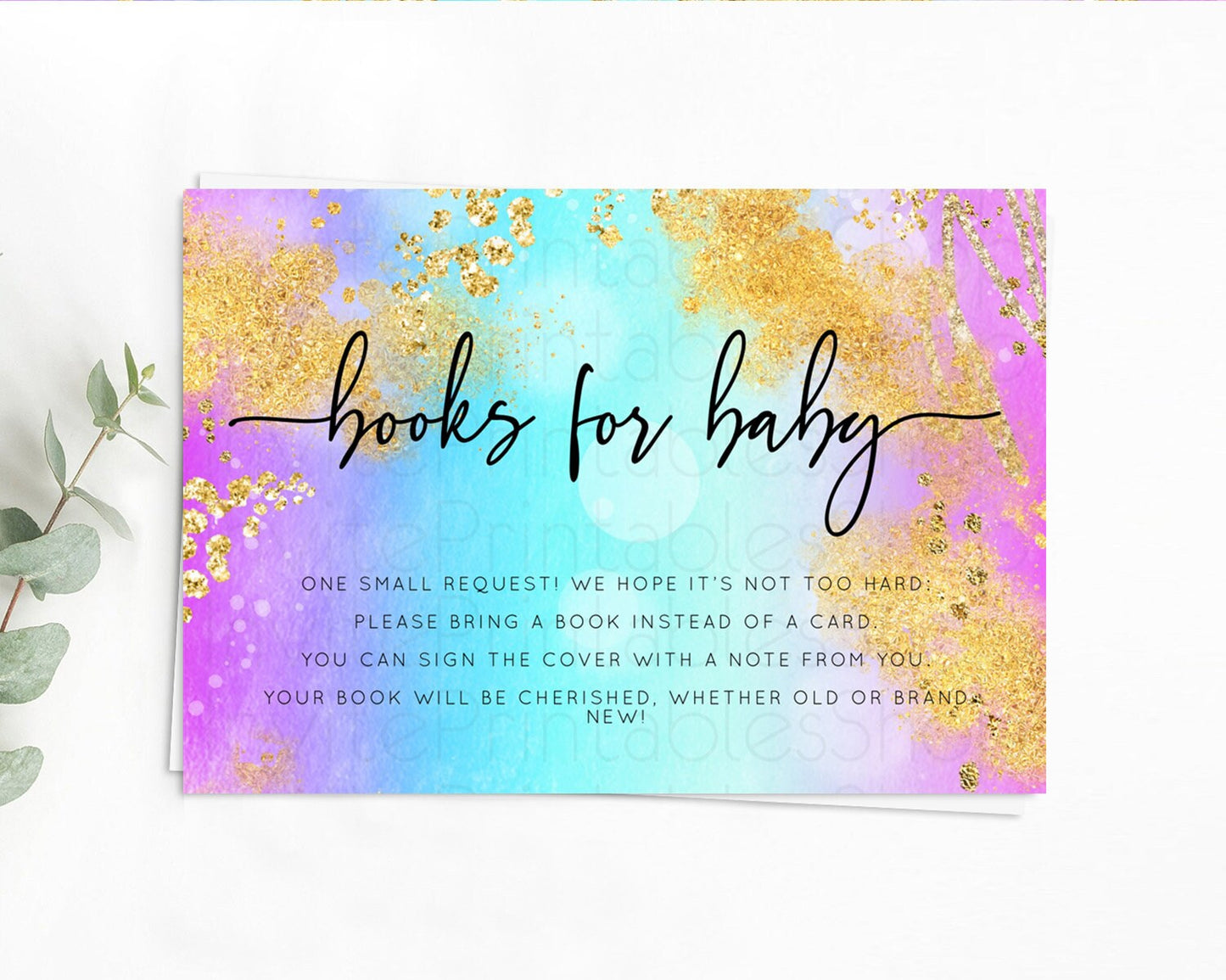 Pastel Books For Baby Card Pastel Rainbow Book Insert Colorful Ombre Watercolor Book Card Confetti Glitter Baby Book Poem Request D10564