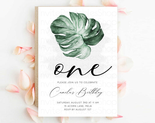 Tropical Invitation Tropical Birthday Invitation Tropical Floral Invitation Palm Leaf Fern Invite Frangipani White Orchid Invitation D11041