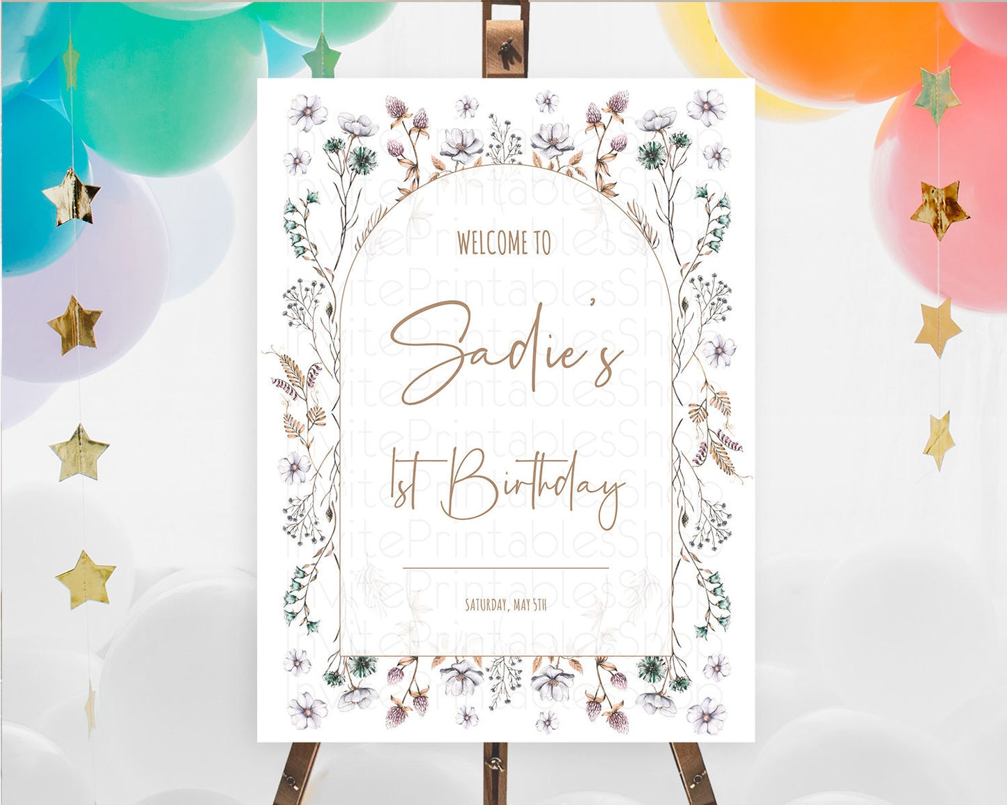 Secret Garden Welcome Sign Wildflower Welcome Board Pastel Flower Garden Welcome Poster Boho Wildflower First Birthday Welcome Sign D10604