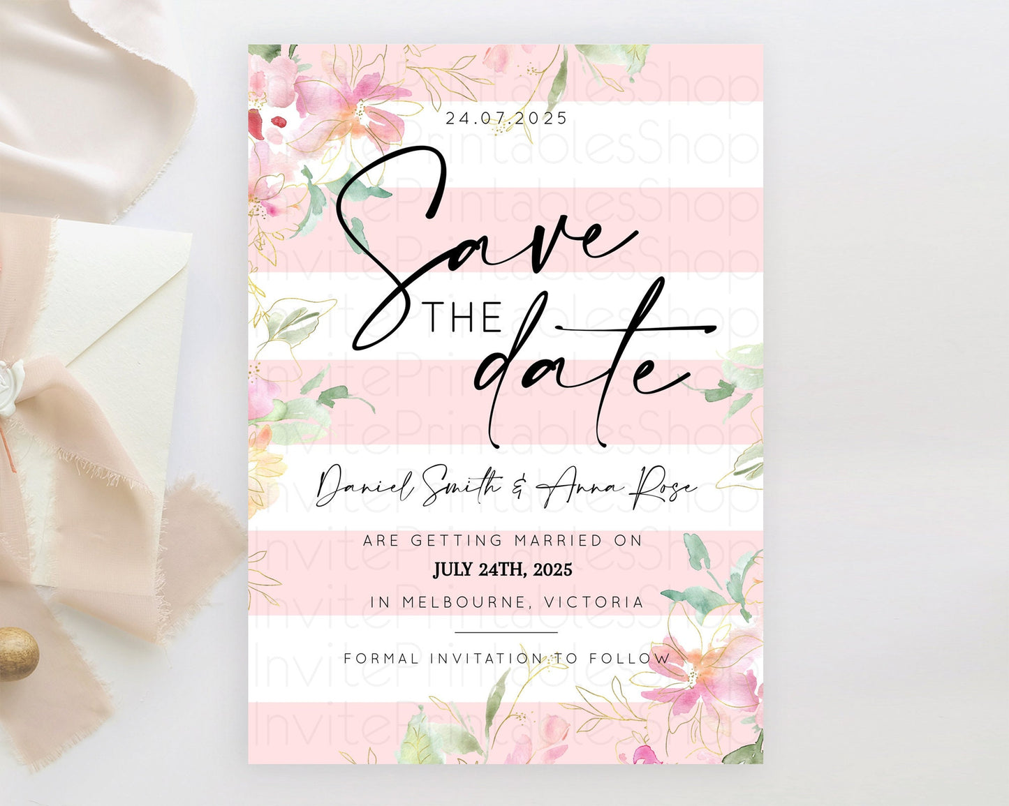 Wildflower Save The Date Template Secret Garden Save The Date Pastel Floral Garden Party Boho Flowers Birthday Baby Shower Wedding D10301