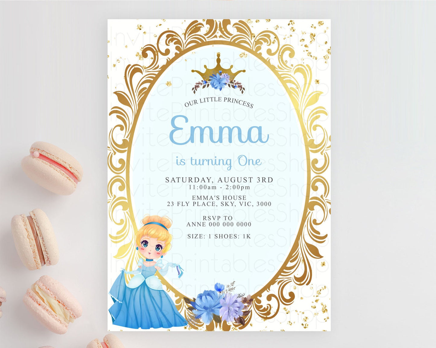 Princess Birthday Invitation Castle Invitation Royal Birthday Fairy Tale Enchanted Mirror Pastel Floral Garden 1st First Birthday D10132