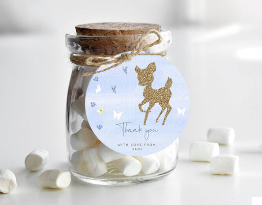 Editable Fawn Thank You Tags Deer Thank You Gift Tags Pastel Floral Deer Fav