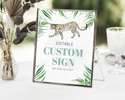 Editable Cheetah Sign Cheetah Party Sign Template Safari Adventure Table Sig