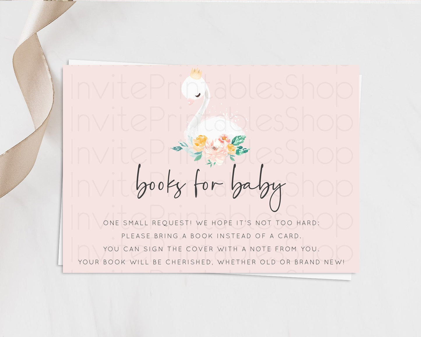Swan Books For Baby Card Swan Princess Ballet Book Insert Enchanted Swan Lake Book Card Secret Garden Floral Book Poem Request D10388