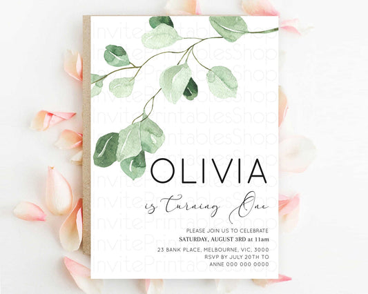 Editable Leafy Birthday Invitation Leafy Invitation Simple Greenery Invitati