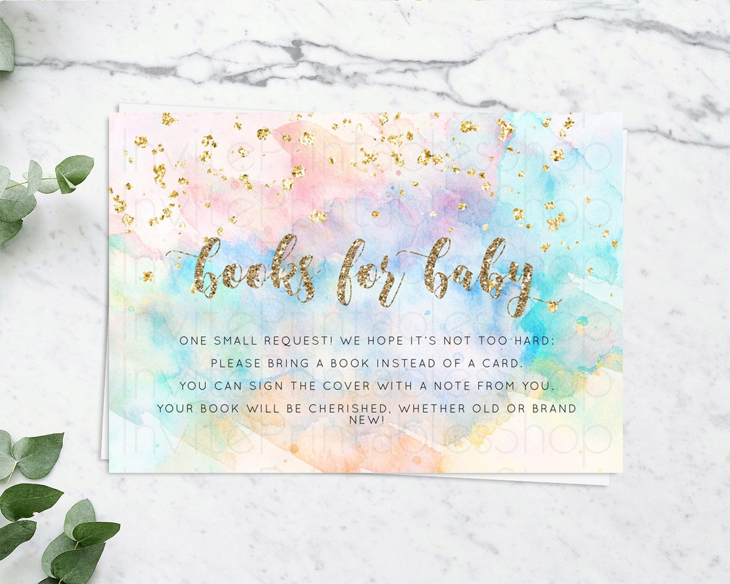 Pastel Books For Baby Card Pastel Rainbow Book Insert Colorful Ombre Watercolor Book Card Confetti Glitter Baby Book Poem Request D10261